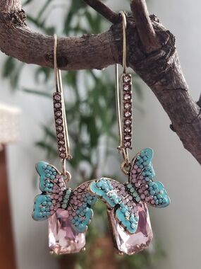 NWT Betsey Johnson Butterfly Drop Earrings